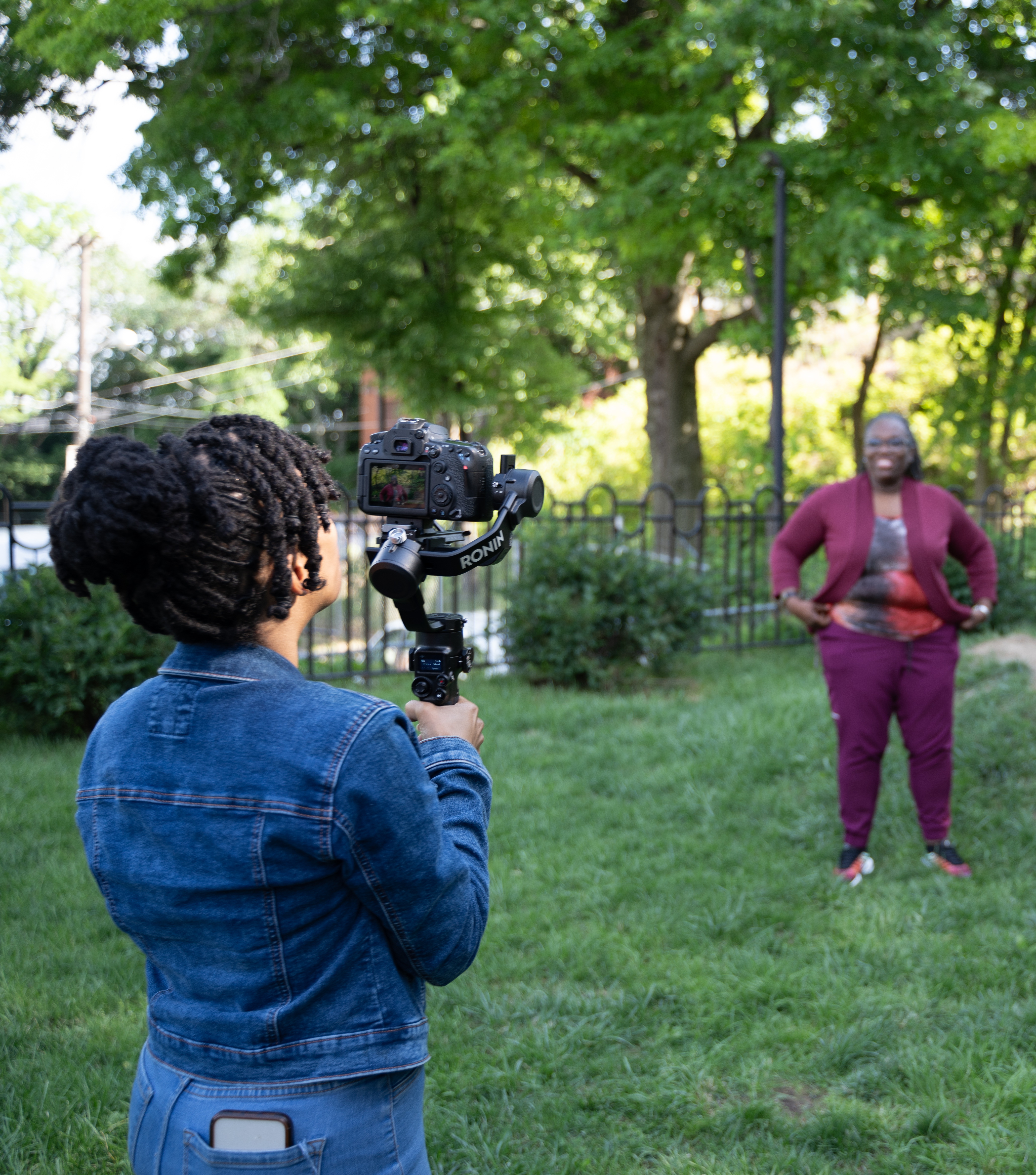 Shanell Lamere Films and Trying Together participant Lesely documenting her learning center