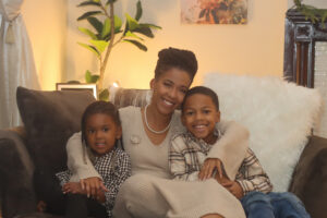 shanell lamere and her two children sharing a moment together bonding